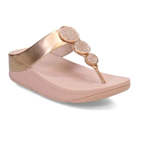FitFlop Halo Metallic Toe-Post Sandals Rose Gold Women's Size 8 Comfort Casual - Picture 1 of 15